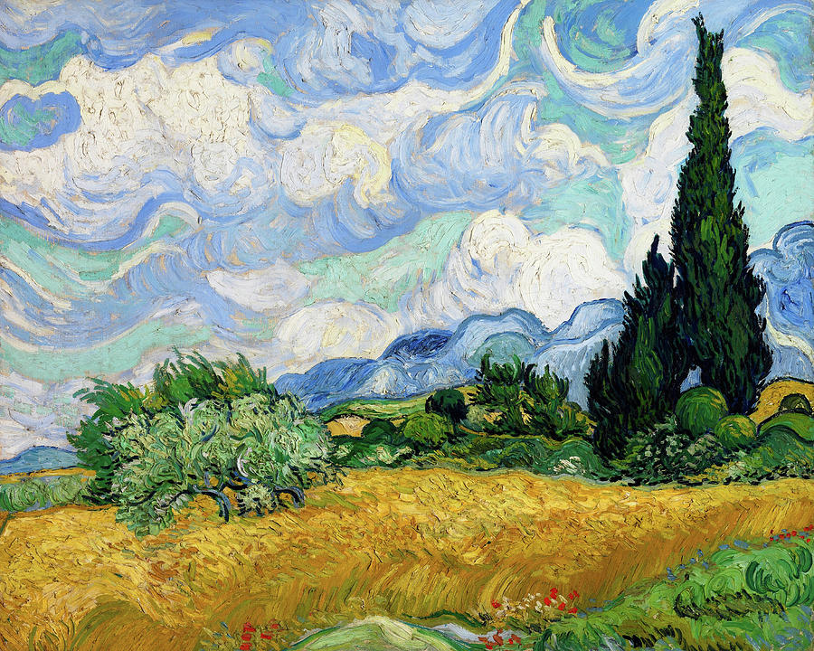 Wheat Field with Cypresses Van Gogh 1889 Painting by Movie Poster Prints