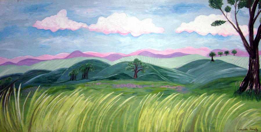 Mountain Painting - Wheat Fields by Cassandra Donnelly