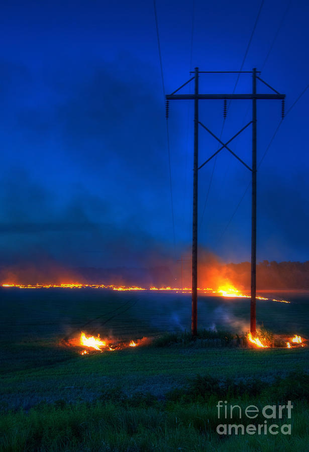 Landscape Photograph - Wheat Stubble Burn by Fred Lassmann