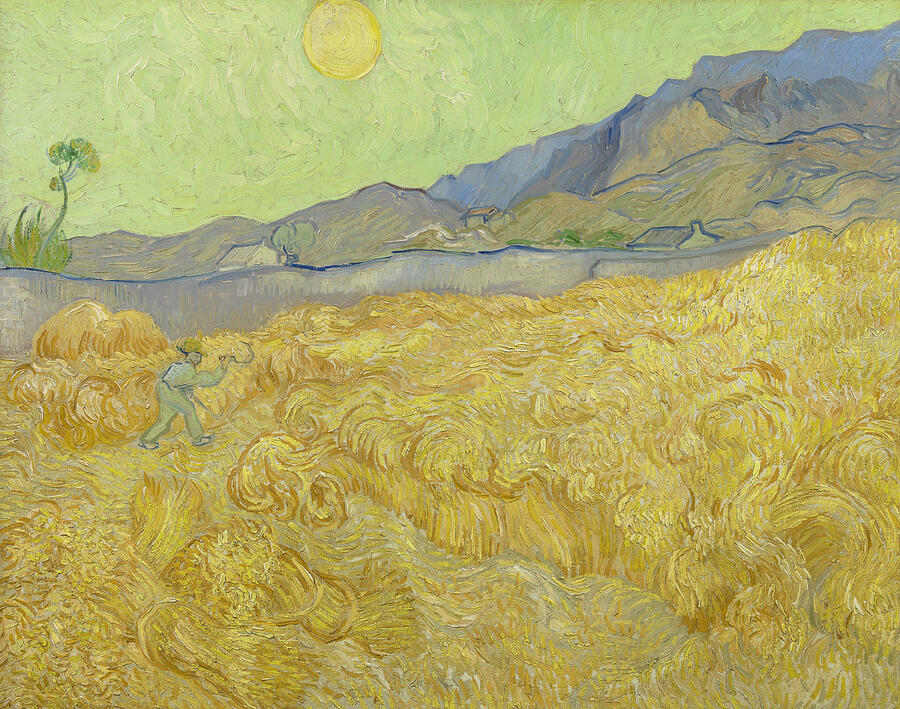 Wheatfield with a Reaper, from 1889 Painting by Vincent van Gogh Wheatfield with a Reaper, from 1889 Painting by Vincent van Gogh