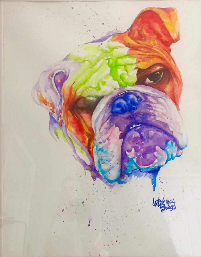 Dog Painting - Wheezer by Leslie Encinosa Bridges