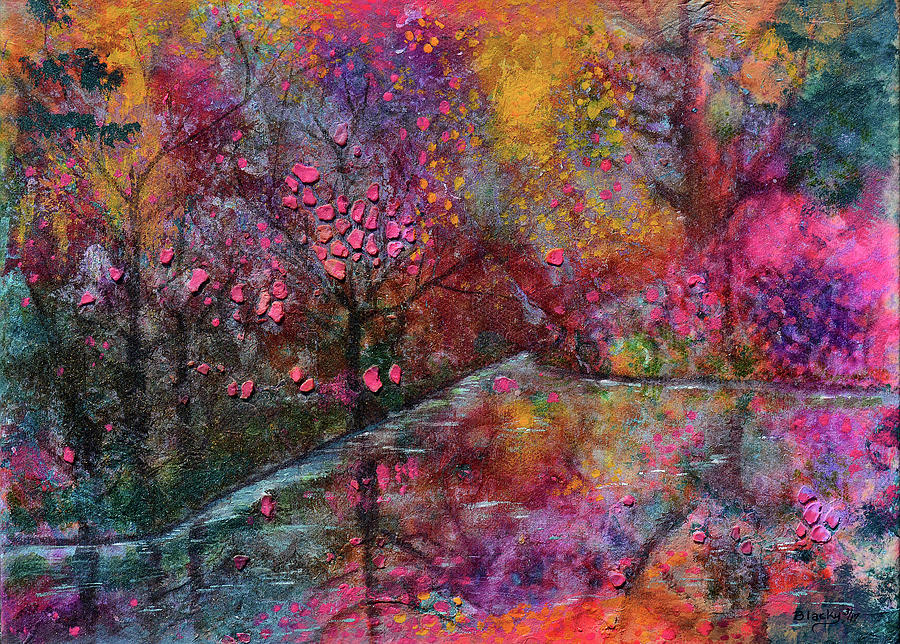 When Cherry Blossoms Fall Mixed Media by Donna Blackhall