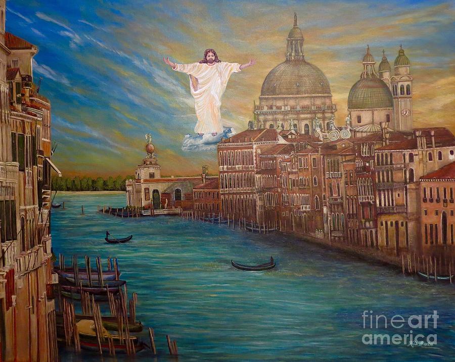 When Jesus Comes in the Clouds...Seen at Venice Painting by Kimberlee Baxter