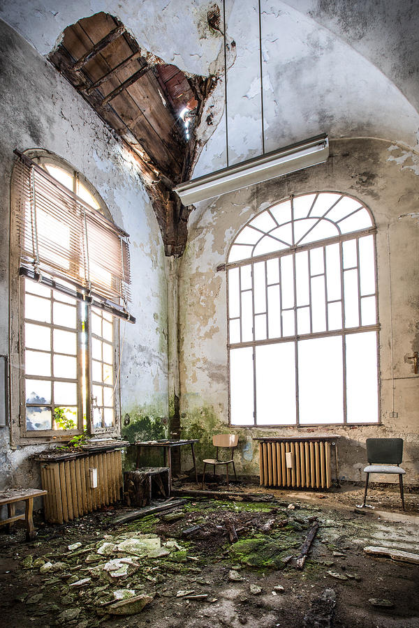 When the ceiling comes down - abandoned building Photograph by Dirk Ercken