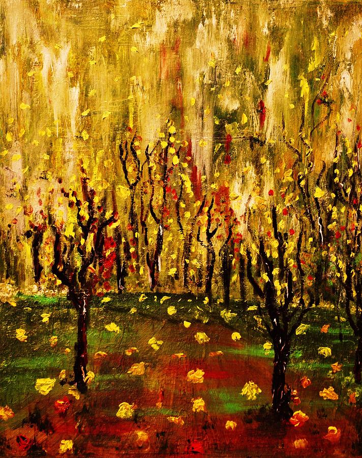 Tree Painting - When the Leaves Falls by Evelina Popilian
