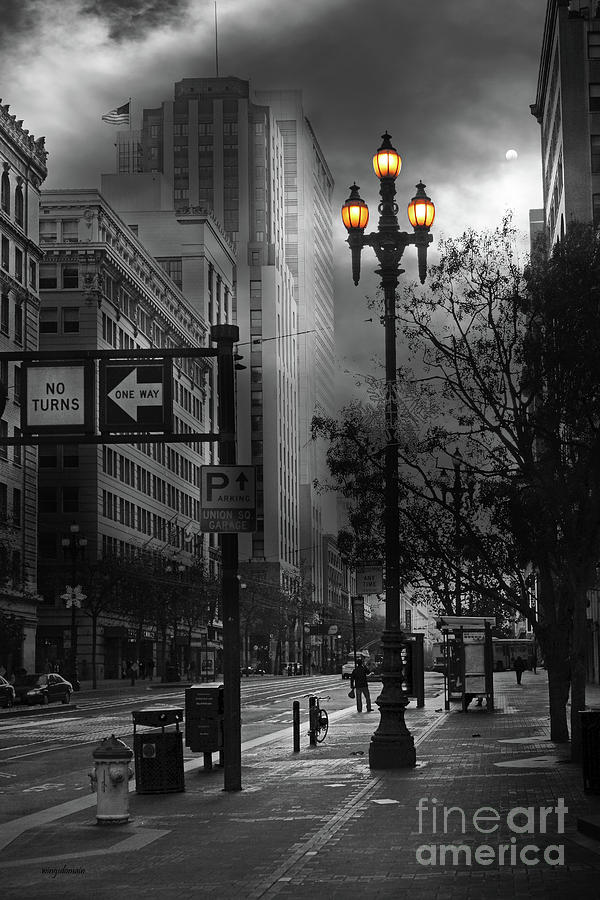 When The Lights Go Down In San Francisco 5D20609 bw Photograph by San Francisco
