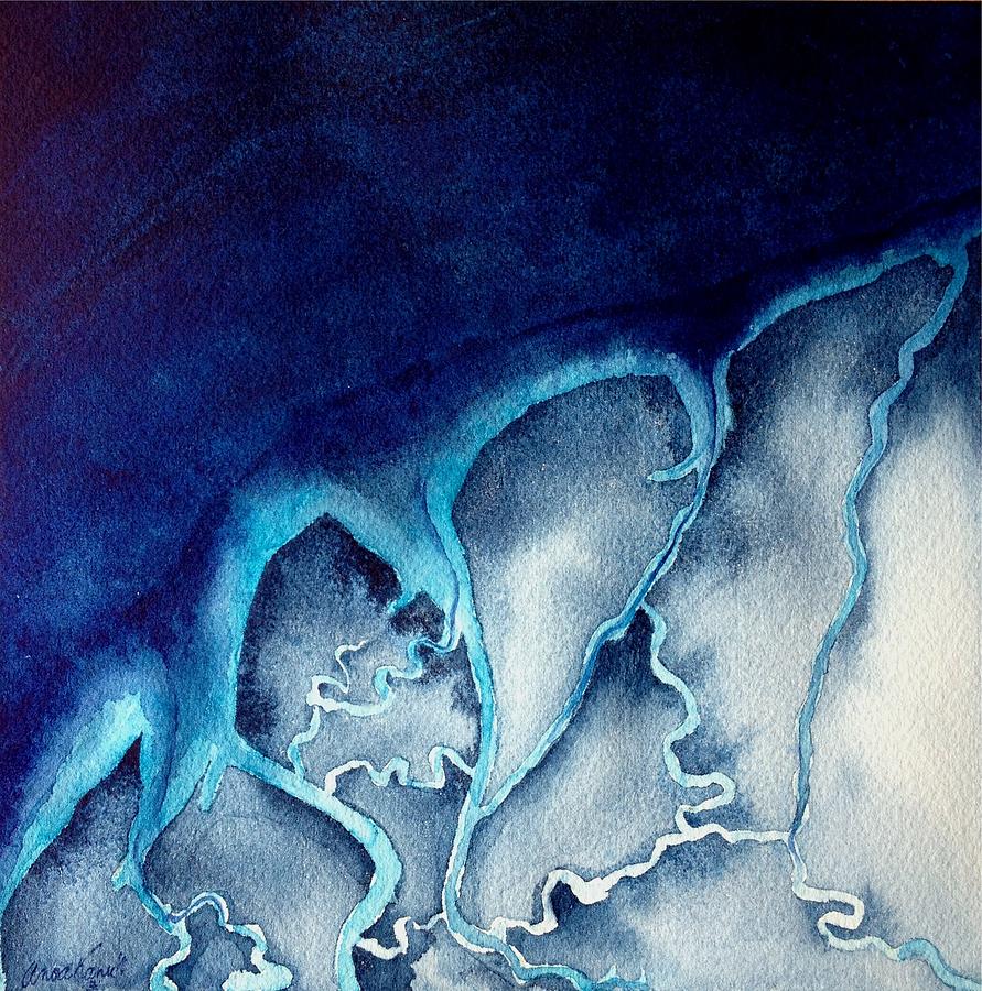 Water Painting - When the river meets the sea 3 by Anoa Kanu