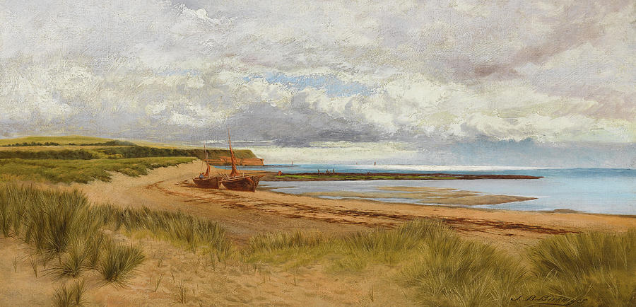 Beach Painting - When the Tide is Low  Maer Rocks, Exmouth, by James Bruce Birkmyer