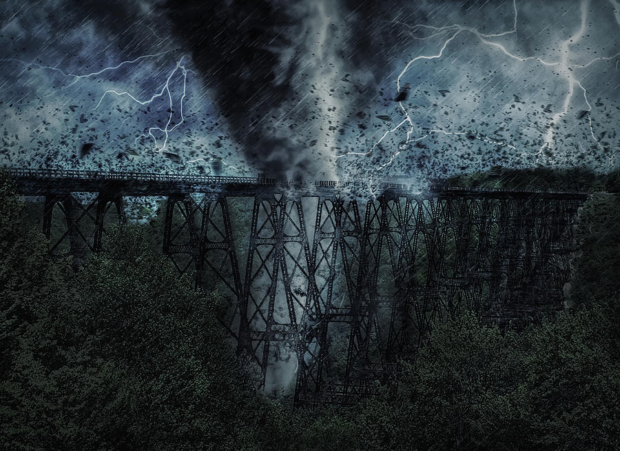When the Tornado hit the Bridge Photograph by Wade Aiken