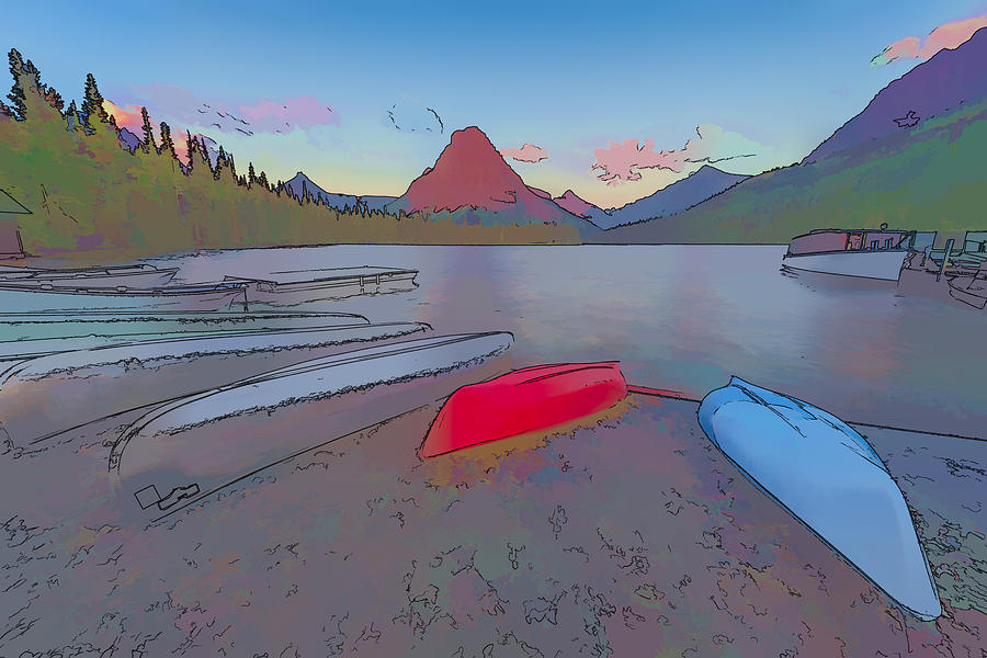 Glacier National Park Digital Art - When Will We Row II by Jon Glaser