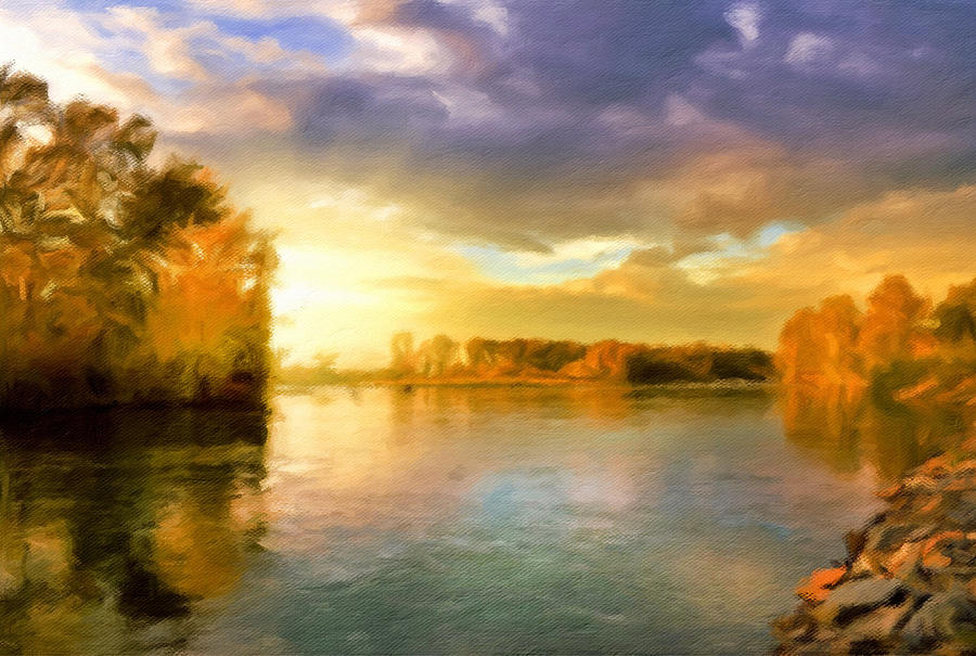 Tree Painting - Where All The Rivers Run Wild by Georgiana Romanovna
