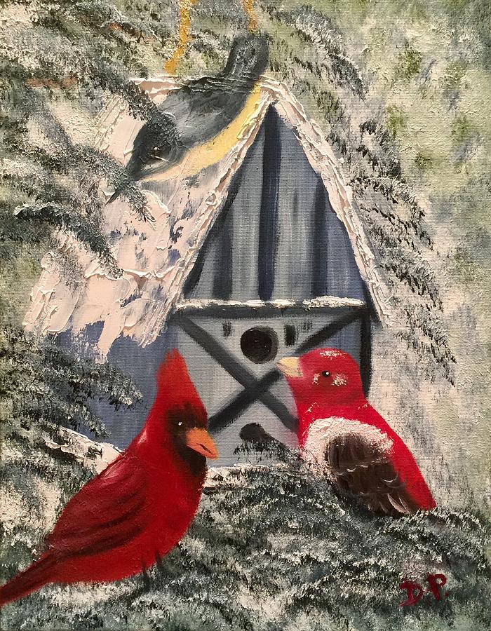 Birdhouse Rock IV Painting by Donna Painter