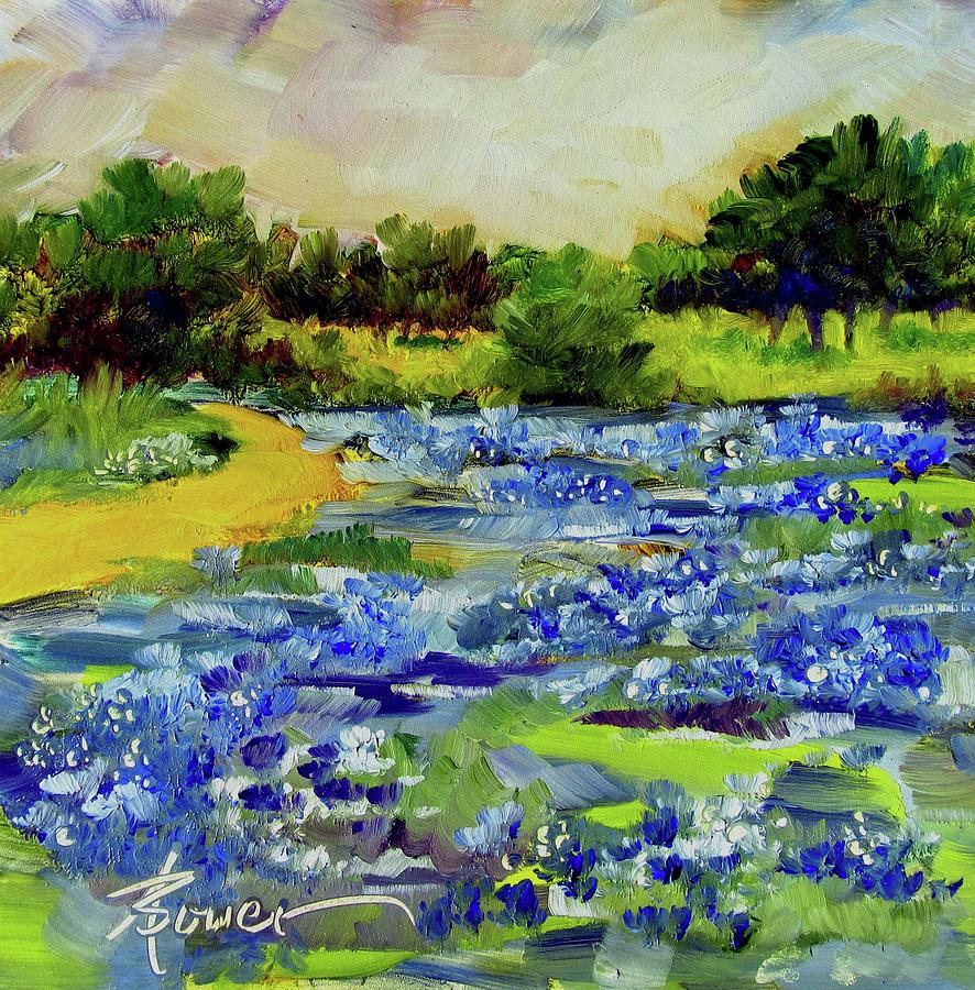 Where The Beautiful Bluebonnets Grow Painting by Adele Bower