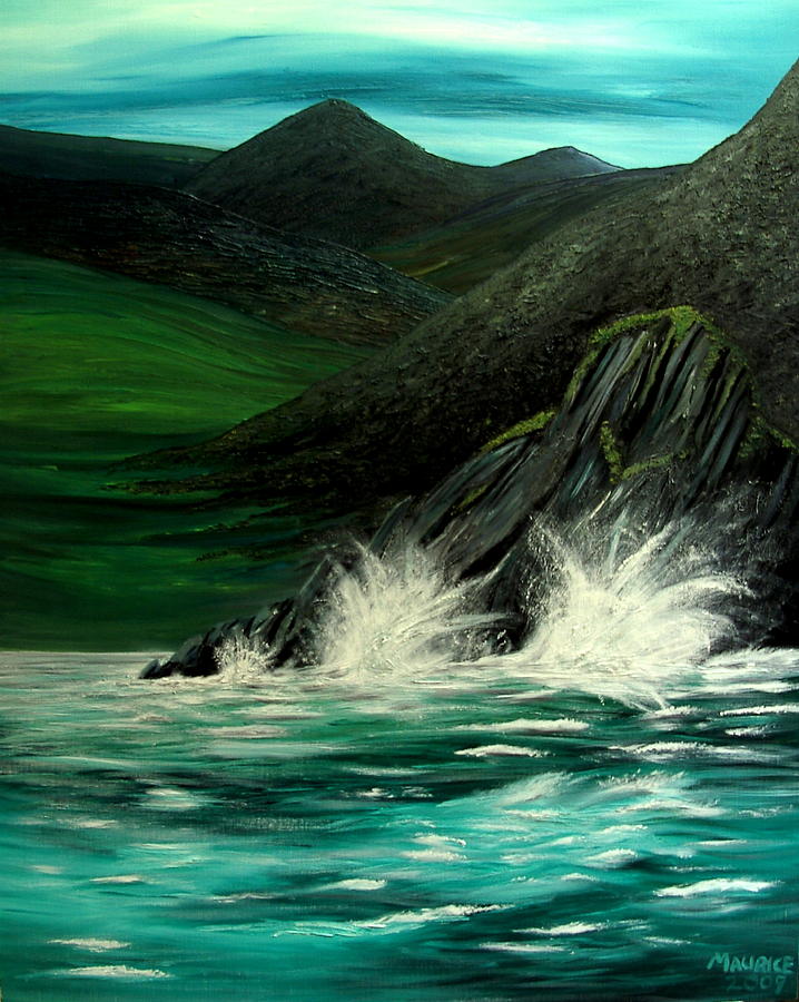Mountain Painting - where the Mourne Mountains sweep down to the sea by Maurice Noble