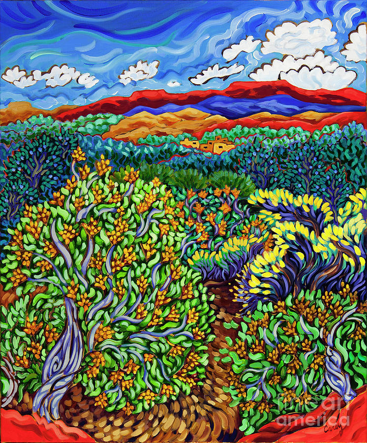 Where the Pinon Mesa Rolls Painting by Cathy Carey
