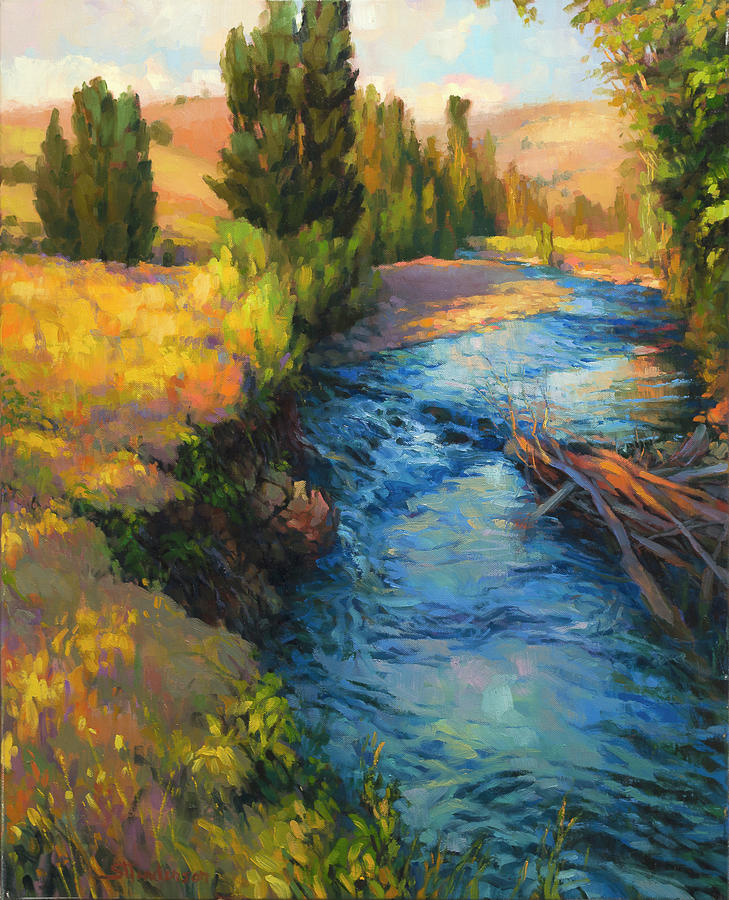 River Painting - Where the River Bends by Steve Henderson