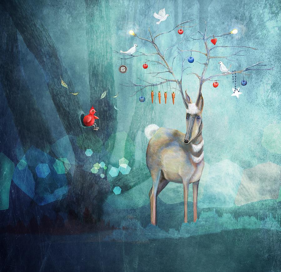 Deer Digital Art - Where will you go? by Catherine Swenson