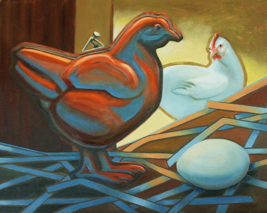 Which Came First? Painting by Peggy Wrobleski