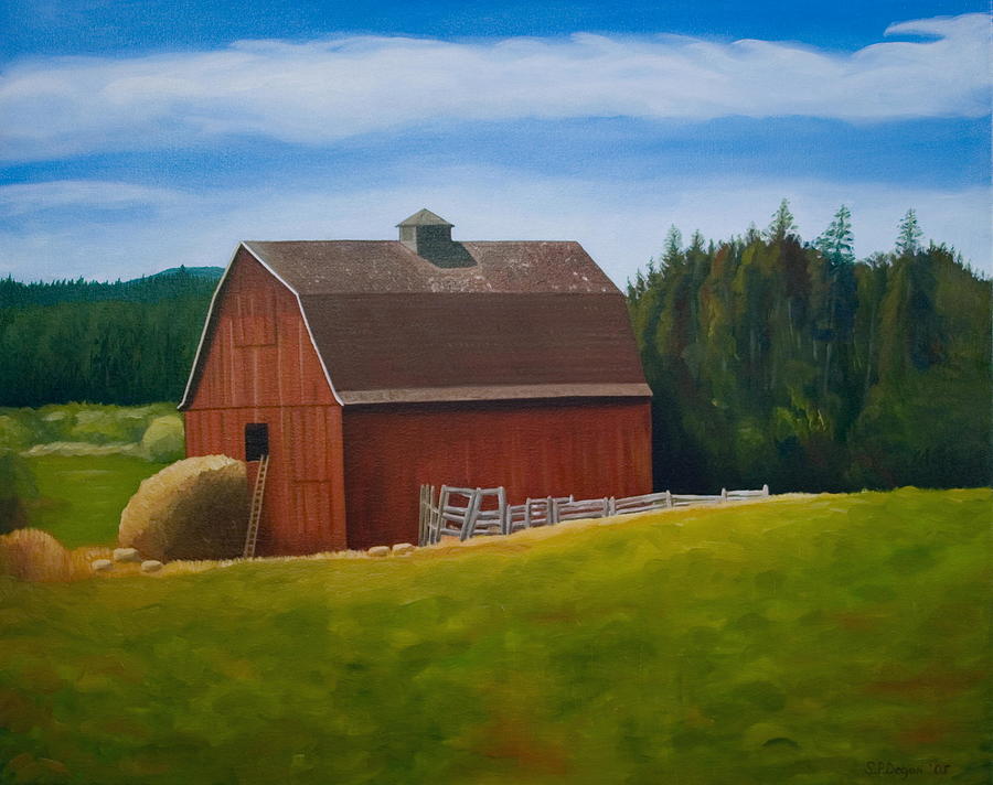 Whidbey Island Barn Painting by Stephen Degan