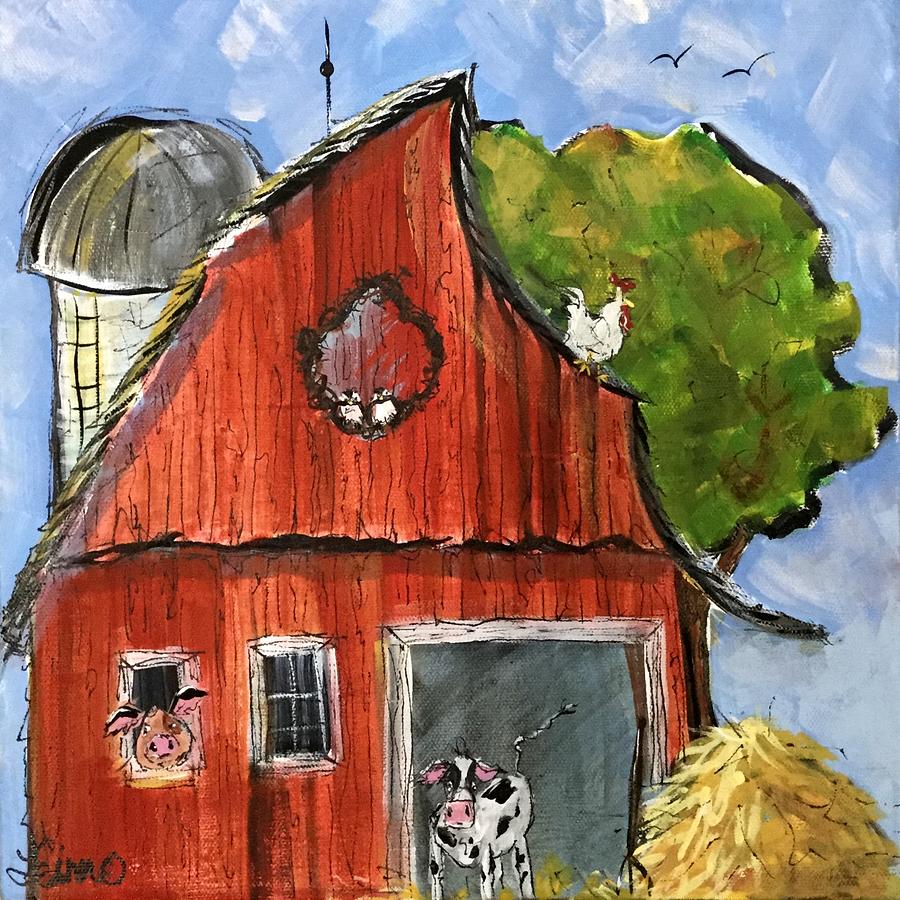 Whimscial Barn Painting by Terri Einer