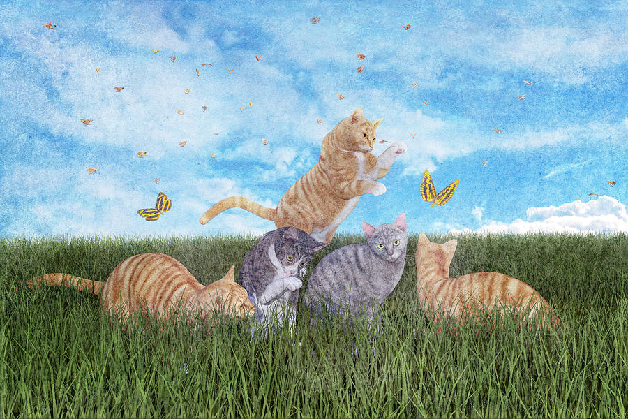 Fantasy Digital Art - Whimsical Cats by Betsy Knapp