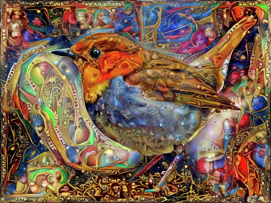 Whimsical Christmas Bird Mixed Media by Lilia D