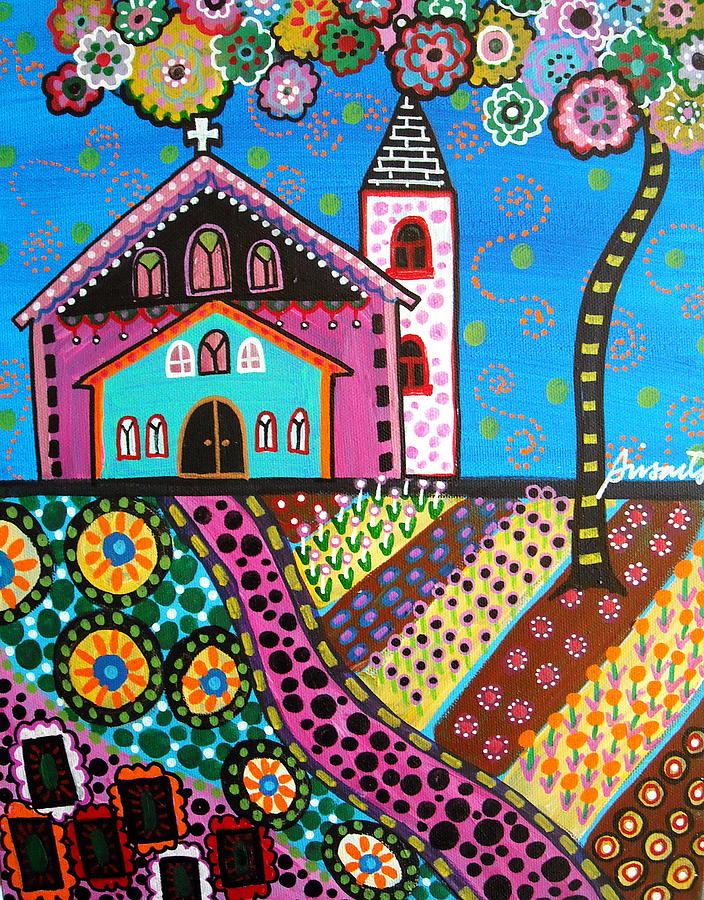 Whimsical Church Painting by Pristine Cartera Turkus