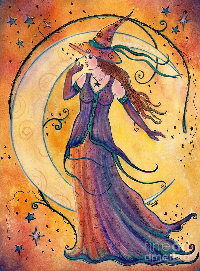 Whimsical Evening Witch Painting by Renee Lavoie Pixels