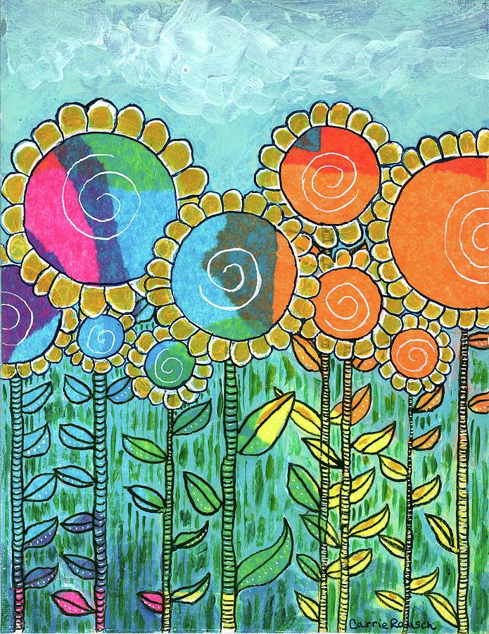 Whimsical Flowers Painting by Carrie Rausch