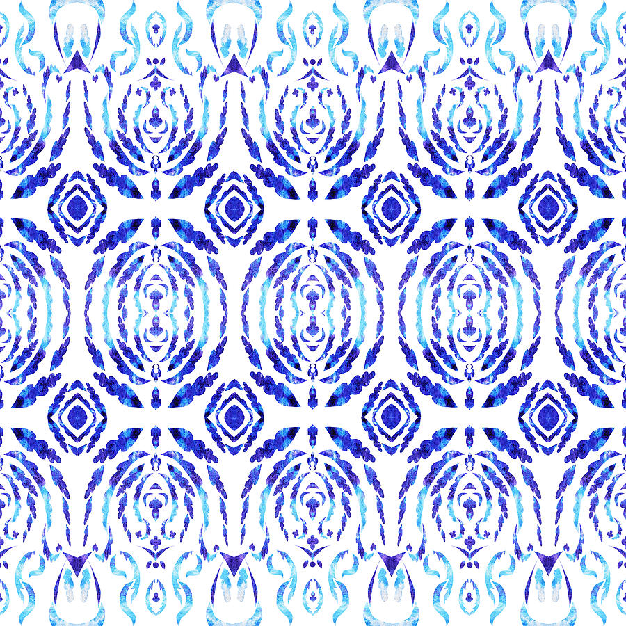 Whimsical Geometry In Blue  Painting by Irina Sztukowski