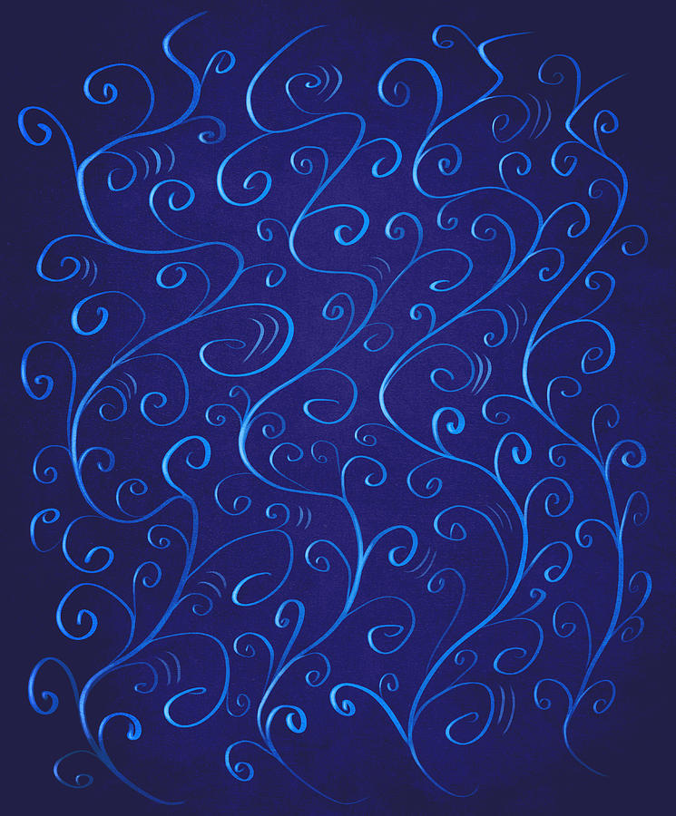 Whimsical Glowing Blue Swirls Digital Art by Boriana Giormova