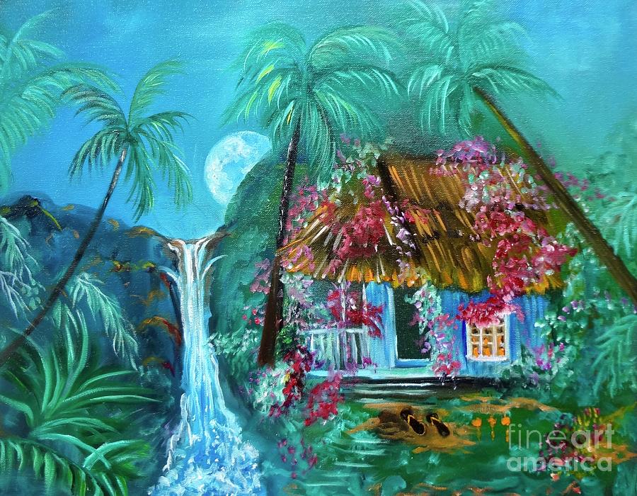 Whimsical Hawaiian Hut Painting by Jenny Lee