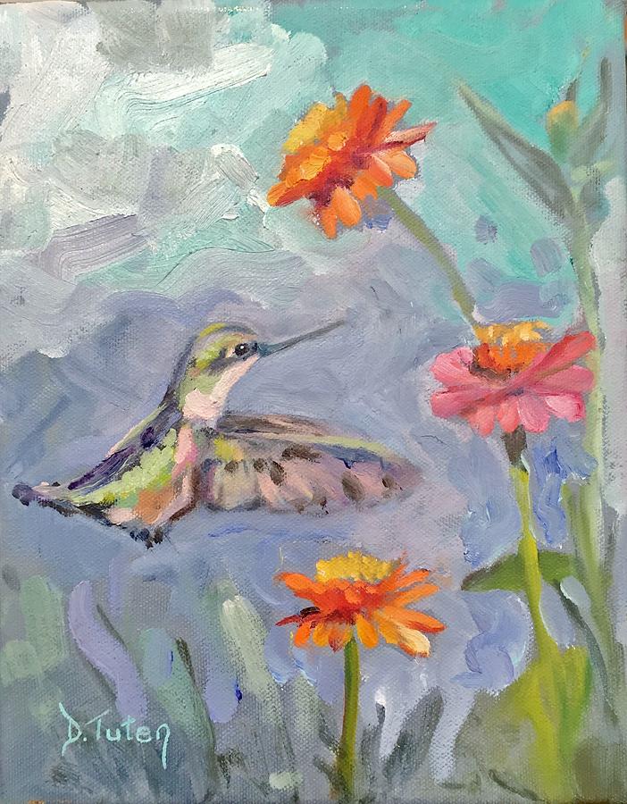 Whimsical Hummingbird Painting by Donna Tuten