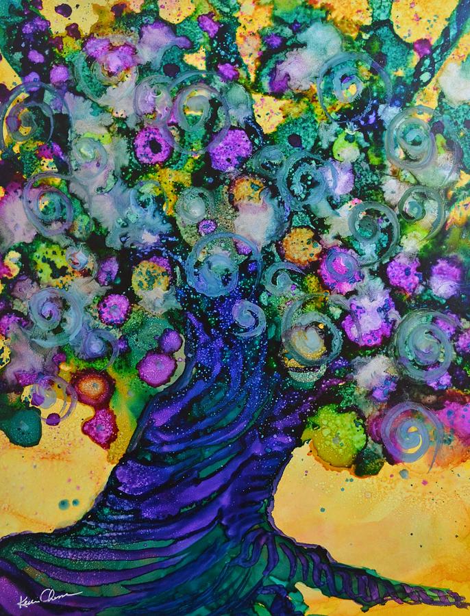 Whimsical Love Tree  Painting by Kellie Chasse