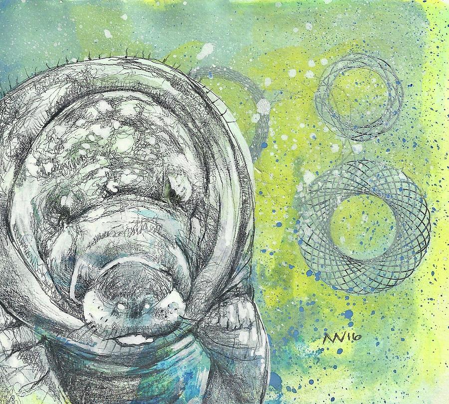 Whimsical Manatee Mixed Media by AnneMarie Welsh