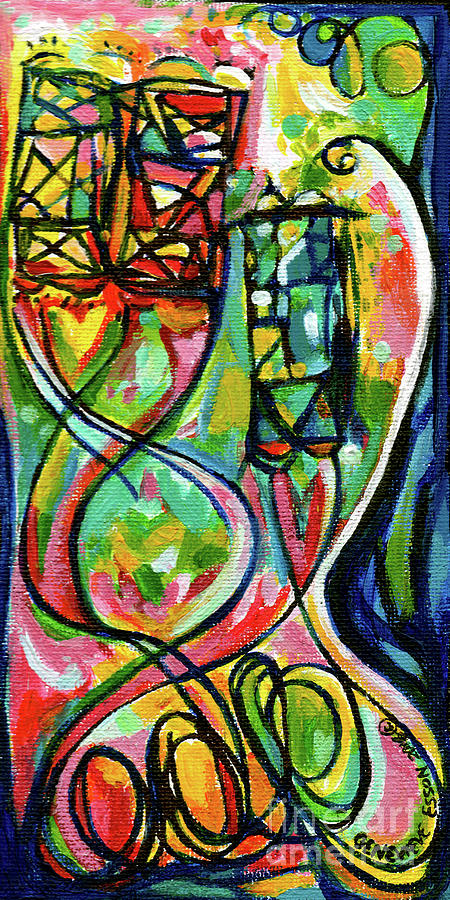 Creve Coeur Streetlight Banners Whimsical Motion 2 Painting by Genevieve Esson