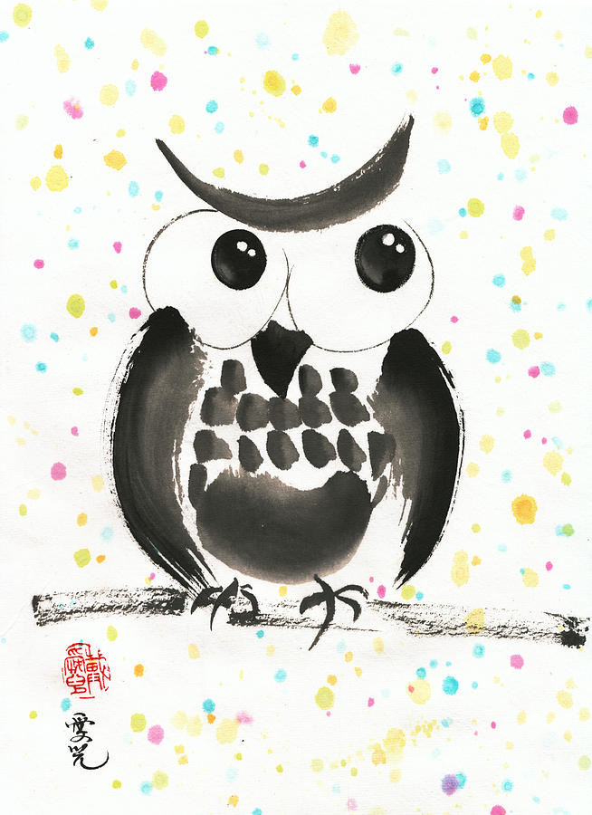 Whimsical Owl Painting by Oiyee At Oystudio