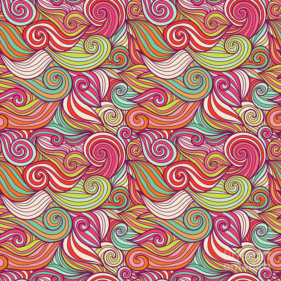 Whimsical Pastel Abstract Retro Wave Pattern Digital Art by Susan ...