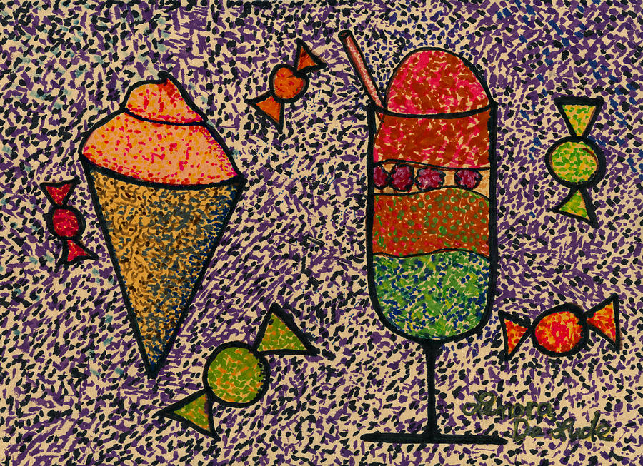 Whimsical Pointillism Desserts for Children Painting by Lenora  De Lude