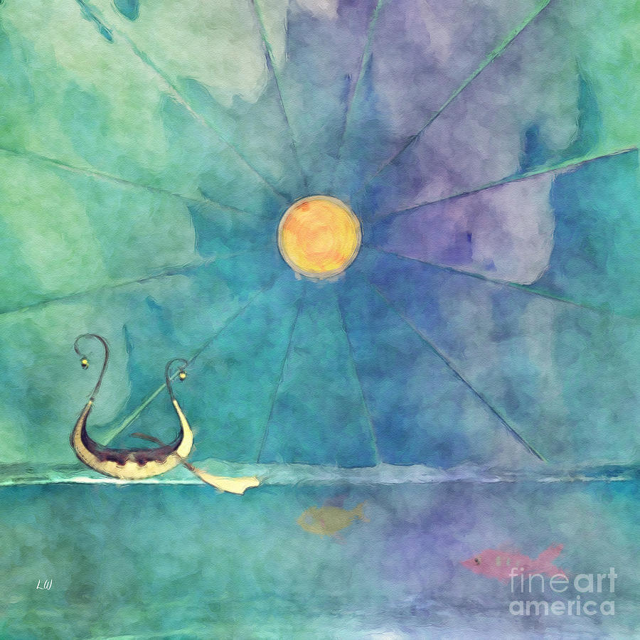Abstract Painting - Whimsical Seascape Abstract Painting Ocean Venture By L Wright by L Wright