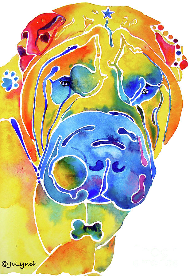Whimsical Shar Pei Painting by Jo Lynch