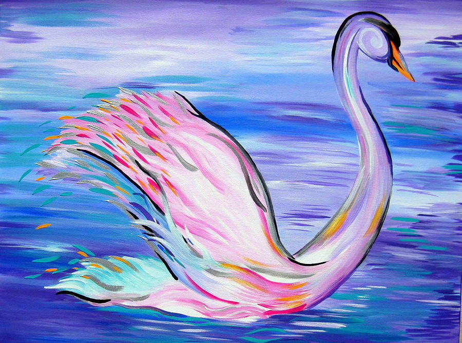 Whimsical Swan Painting