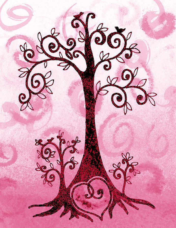 Flower Painting - Whimsical Tree And Hidden Heart by Irina Sztukowski