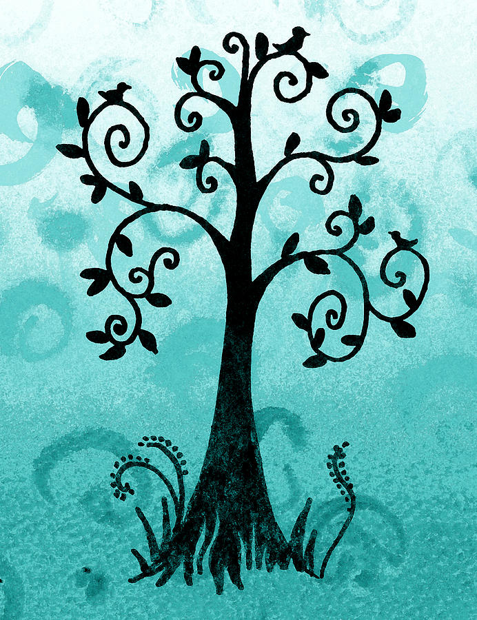 Whimsical Tree With Birds Painting by Irina Sztukowski