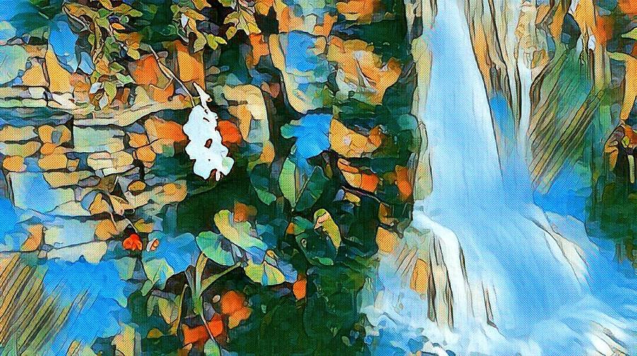 Whimsical Waterfall  Painting by Ally White