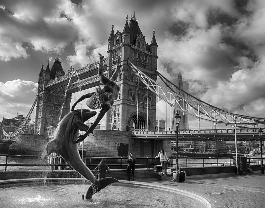 Whimsy at Tower Bridge in Black and White Photograph by Leah Palmer