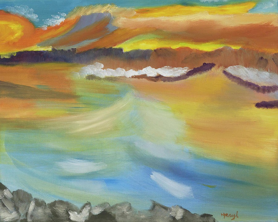 Whipped Waters of Iceland Painting by Meryl Goudey