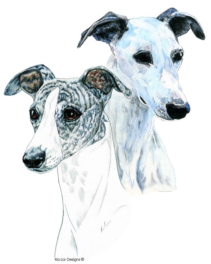 Whippet Painting - Whippet Pair by Kathleen Sepulveda