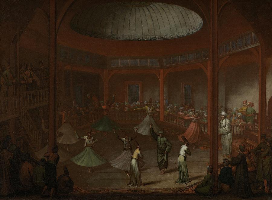 Whirling Dervishes, Jean Baptiste Vanmour, c. 1720 - c. 1737 Painting by Celestial Images