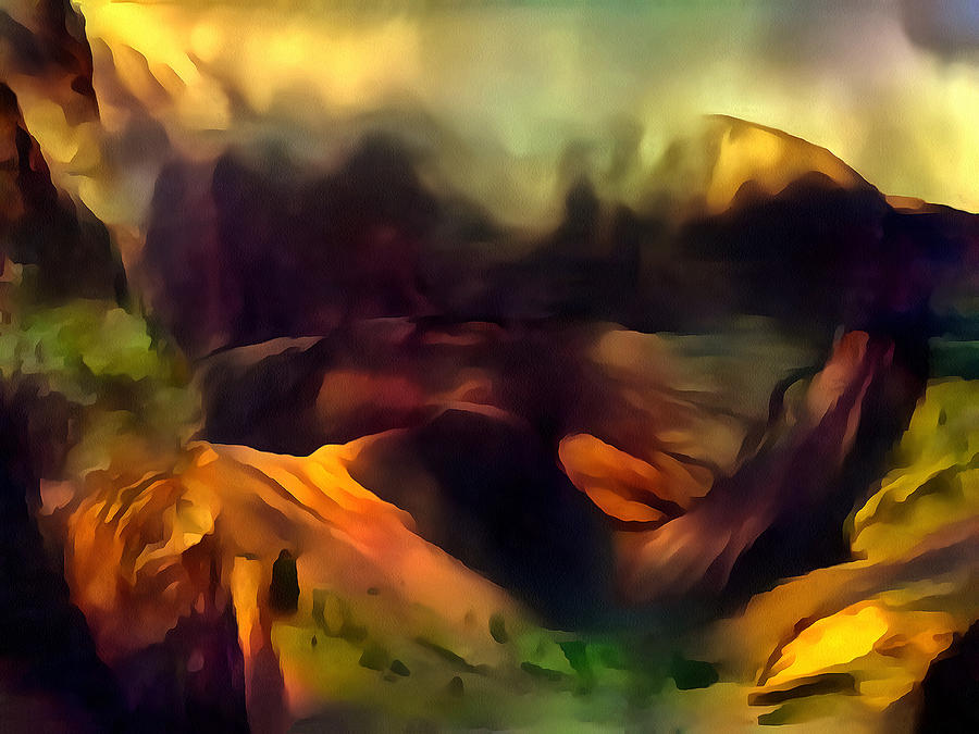Whirling mist over the volcano Digital Art by Gina Koch